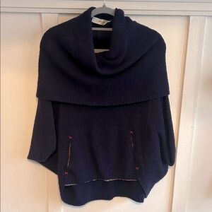 Anthro Sparrow Halloway Midnight Blue Cowl Neck Sweater Poncho Size S
